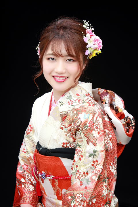 吉川市　成人式　成人式髪型　成人式アップヘア　アップヘア　着付け　振袖着付け　メイク　サンプル写真　写真館　フォトスタジオ　レンタル着物　貸し着物　貸衣装